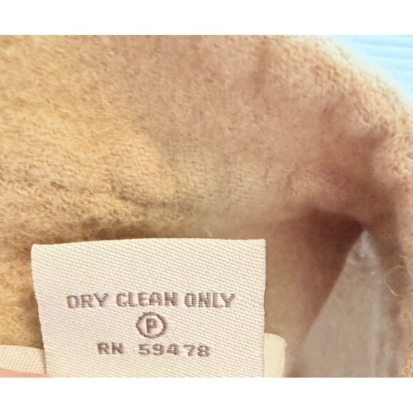 Kenar Neutral Tan Wool Blend Dress  Minimalist Crêpe/Tan Sleeveless Midi Career - Picture 5 of 10